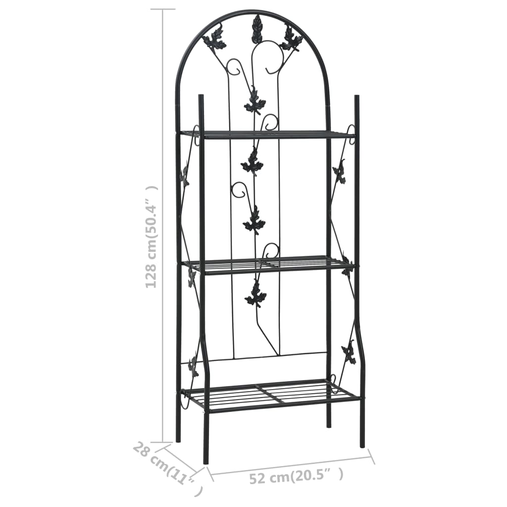 vidaXL Plant Rack | Black | Powder-coated iron | Medium | Decorative Inlays