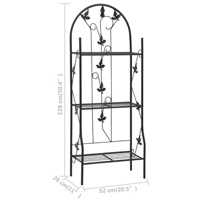 vidaXL Plant Rack | Black | Powder-coated iron | Medium | Decorative Inlays