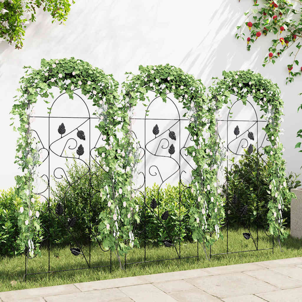 vidaXL Plant Climbing Racks 3 pcs Black 40x100 cm Iron