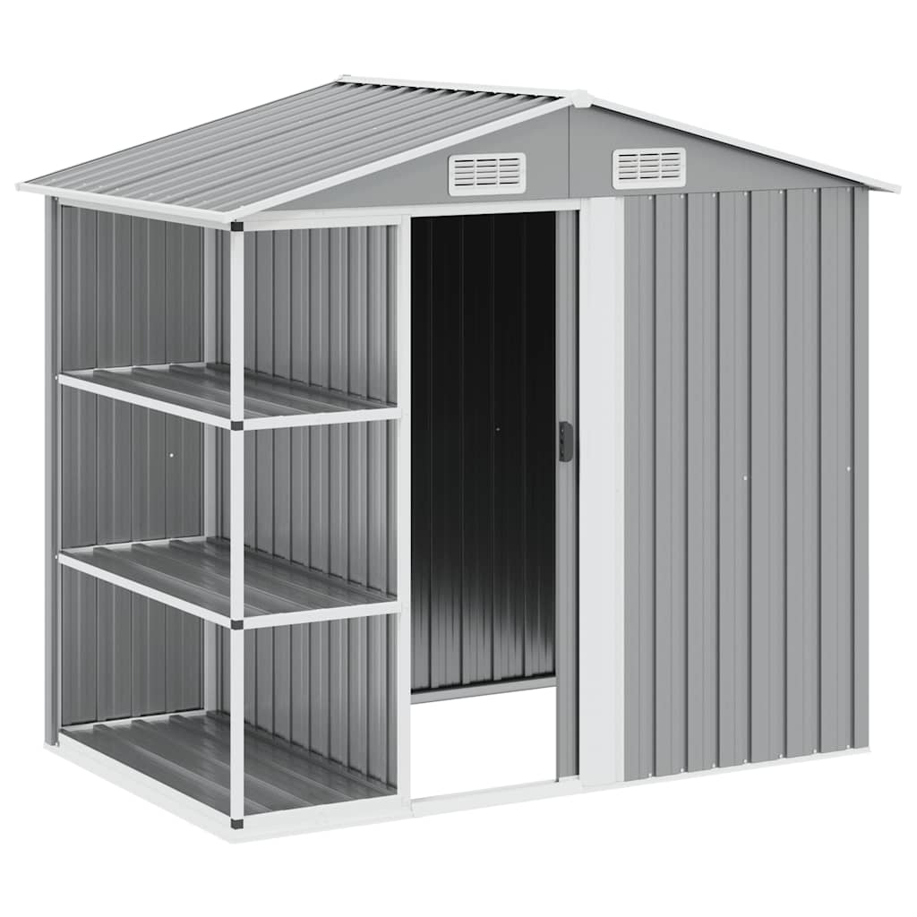 vidaXL Garden Shed | Light grey | Galvanised iron, plastic | 205x130x183 cm