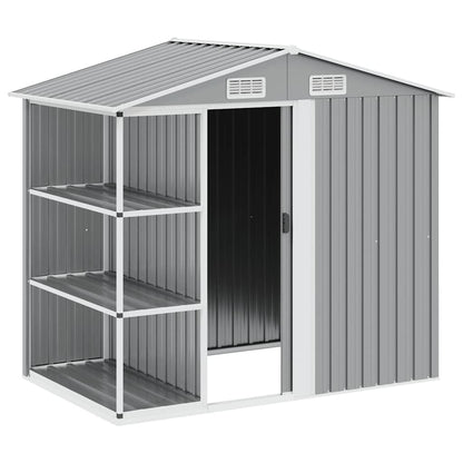vidaXL Garden Shed | Light grey | Galvanised iron, plastic | 205x130x183 cm