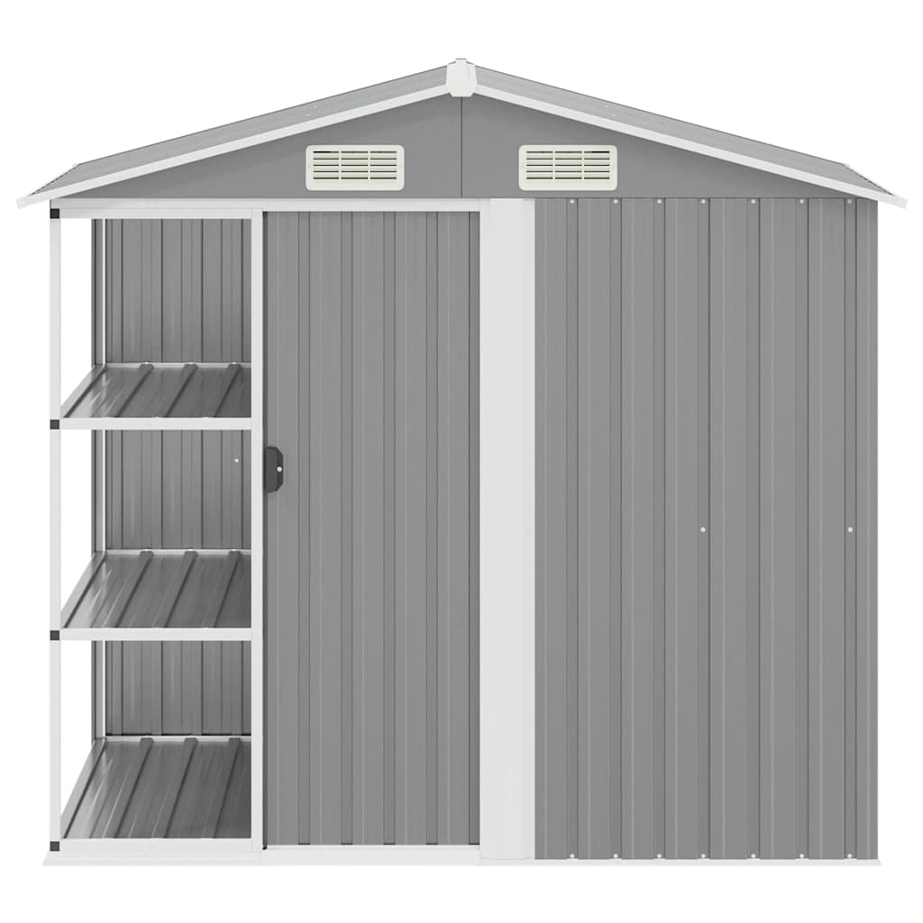 vidaXL Garden Shed | Light grey | Galvanised iron, plastic | 205x130x183 cm