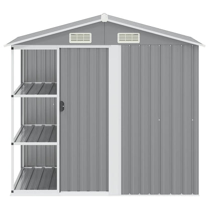 vidaXL Garden Shed | Light grey | Galvanised iron, plastic | 205x130x183 cm