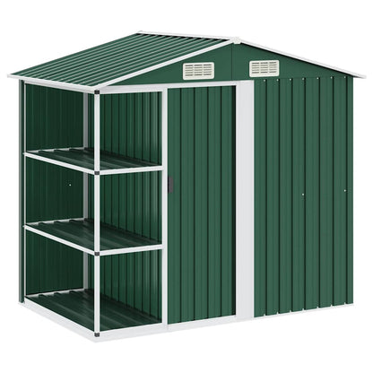 vidaXL Garden Shed | Green | Galvanised iron, plastic | 205x130x183 cm