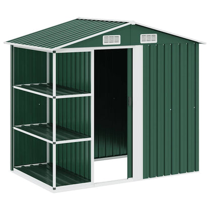 vidaXL Garden Shed | Green | Galvanised iron, plastic | 205x130x183 cm
