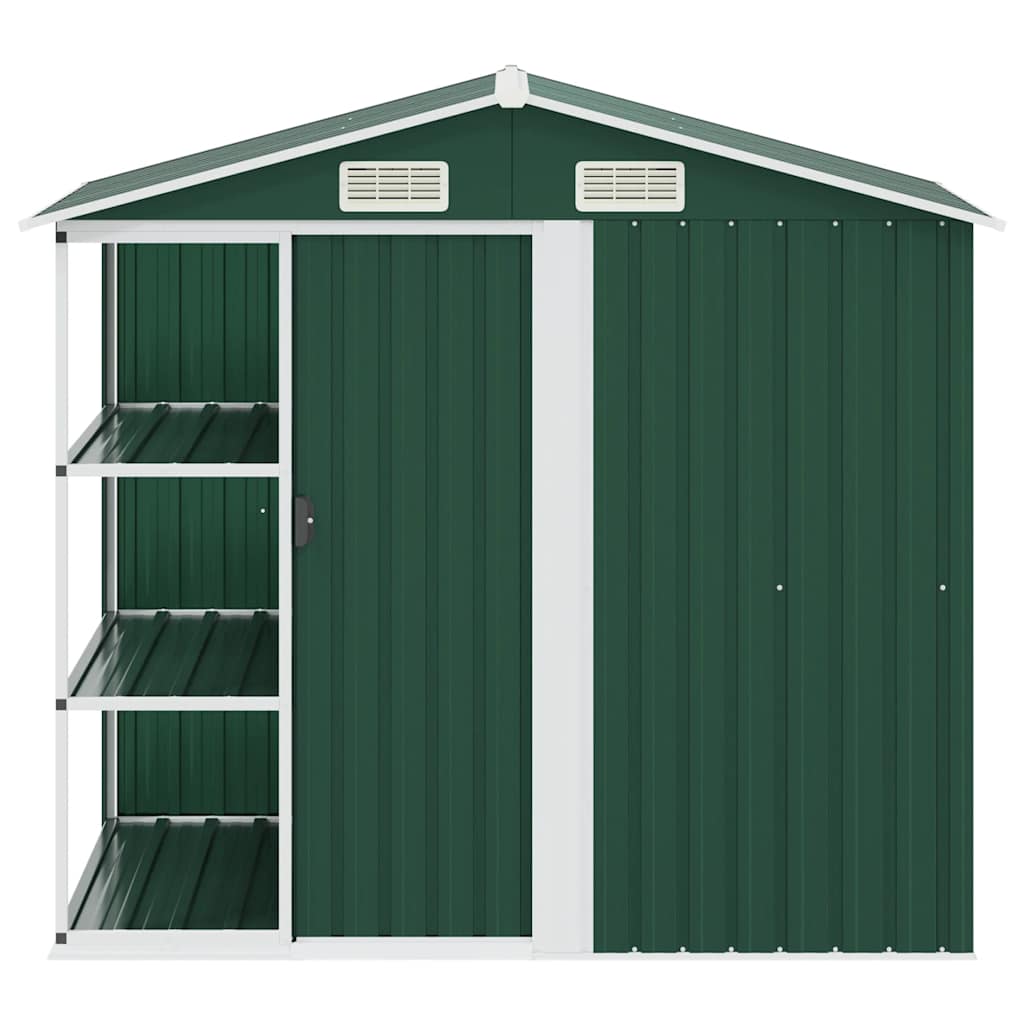 vidaXL Garden Shed | Green | Galvanised iron, plastic | 205x130x183 cm