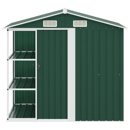 vidaXL Garden Shed | Green | Galvanised iron, plastic | 205x130x183 cm