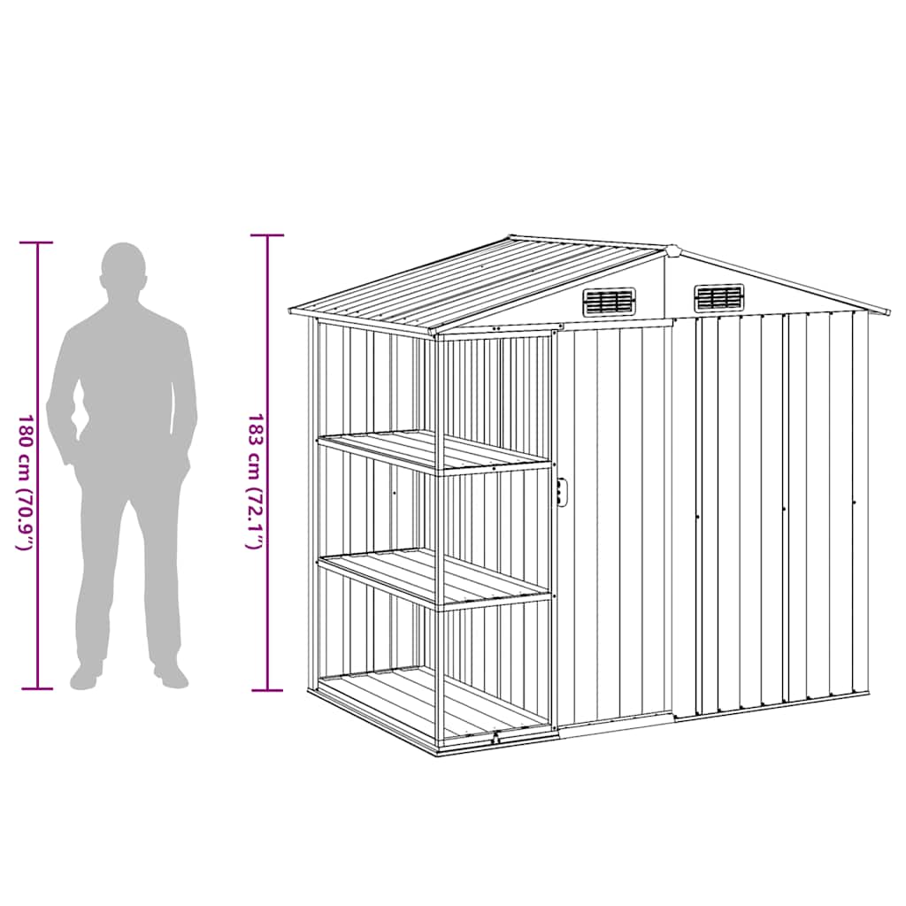 vidaXL Garden Shed | Green | Galvanised iron, plastic | 205x130x183 cm