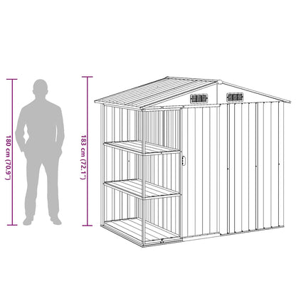 vidaXL Garden Shed | Green | Galvanised iron, plastic | 205x130x183 cm
