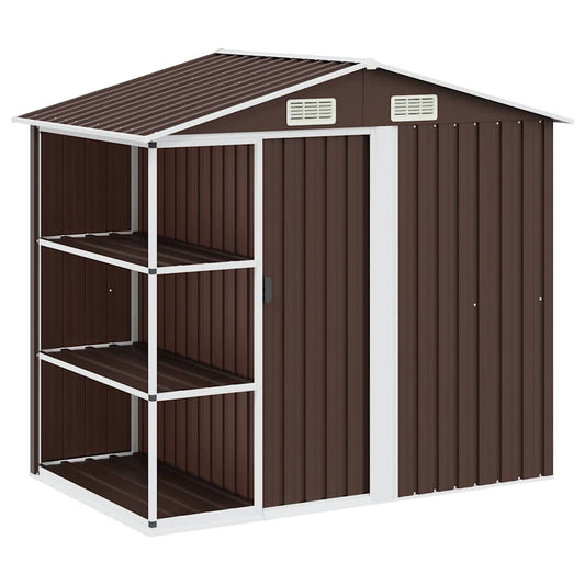 47105 vidaXL Garden Shed with Rack Brown 205x130x183 cm Iron