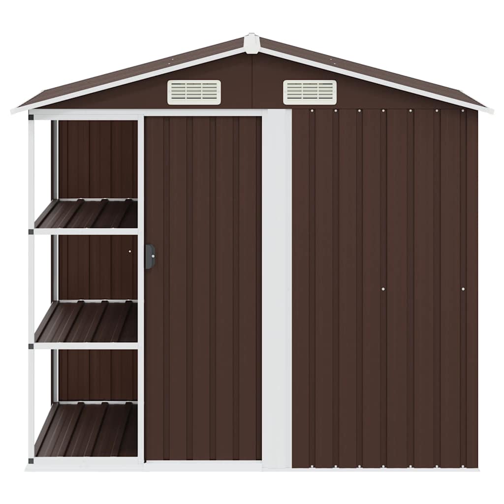 vidaXL Garden Shed with Rack Brown 205x130x183 cm Iron