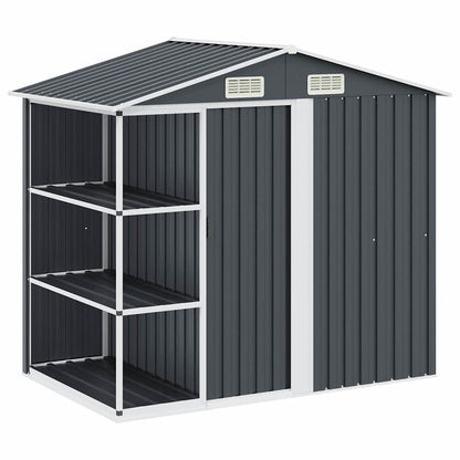 47106 vidaXL Garden Shed with Rack Anthracite 205x130x183 cm Iron