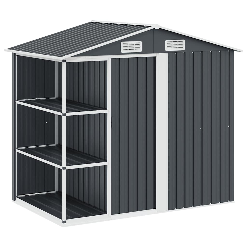 vidaXL Garden Shed | Anthracite | Galvanised Iron | Large | Garden Shed
