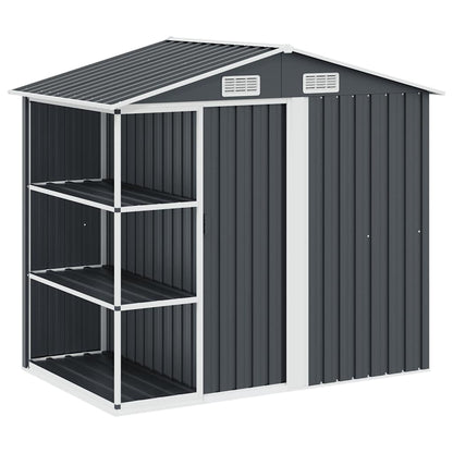 vidaXL Garden Shed | Anthracite | Galvanised Iron | Large | Garden Shed