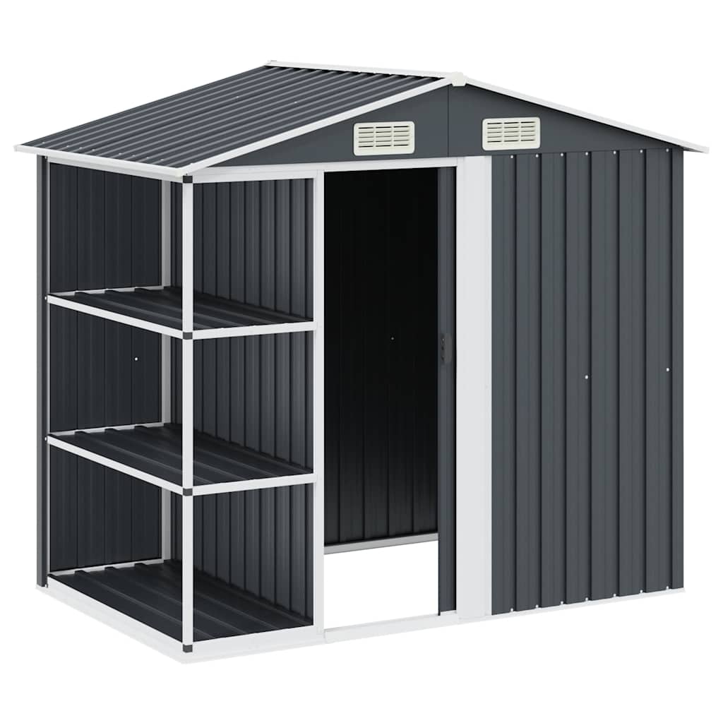 vidaXL Garden Shed | Anthracite | Galvanised Iron | Large | Garden Shed