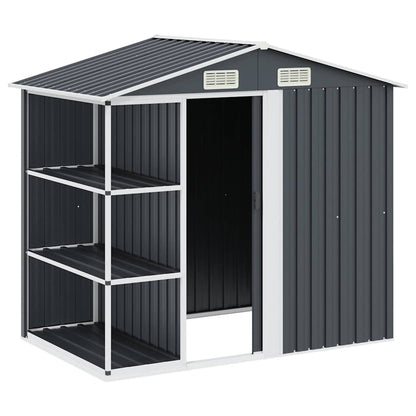 vidaXL Garden Shed | Anthracite | Galvanised Iron | Large | Garden Shed