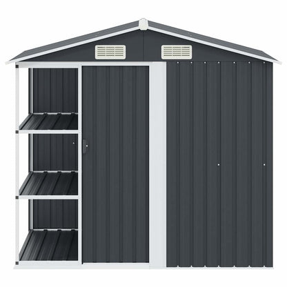47106 vidaXL Garden Shed with Rack Anthracite 205x130x183 cm Iron