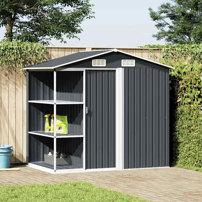47106 vidaXL Garden Shed with Rack Anthracite 205x130x183 cm Iron