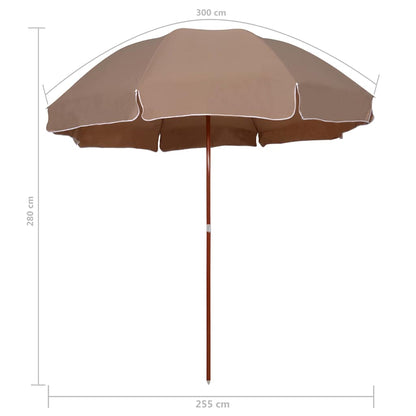 vidaXL Garden Parasol with Steel Pole 300 cm Taupe