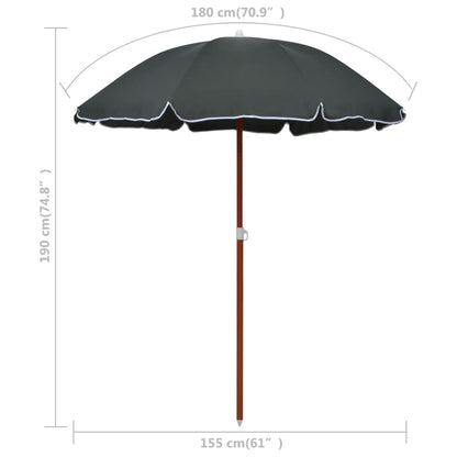 vidaXL Garden Parasol with Steel Pole 180 cm Anthracite