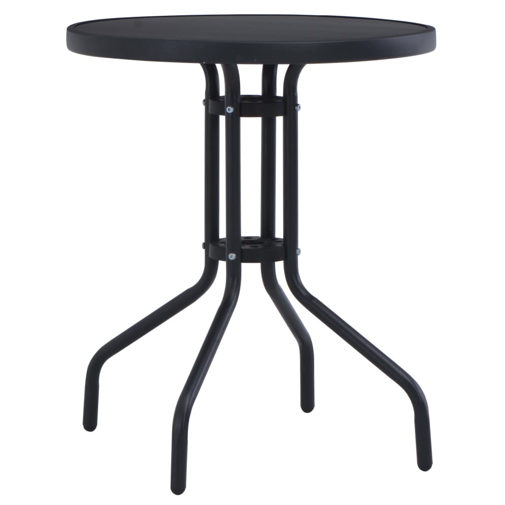 vidaXL Garden Table | Black | Powder coated steel | 80 cm |  Durable