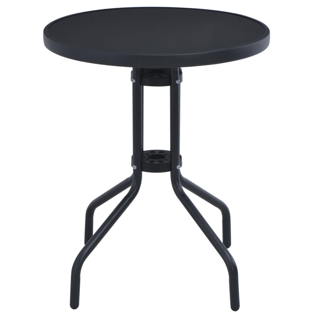 vidaXL Garden Table | Black | Powder coated steel | 80 cm |  Durable