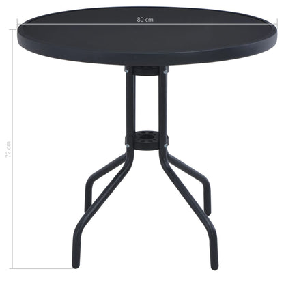 vidaXL Garden Table | Black | Powder coated steel | 80 cm |  Durable