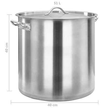 vidaXL Stock Pot 50 L 40x40 cm Stainless Steel