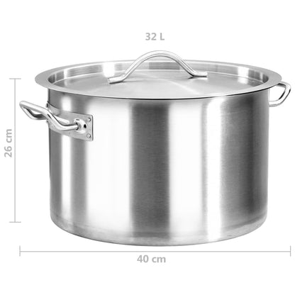 vidaXL Stock Pot 32 L 40x26 cm Stainless Steel