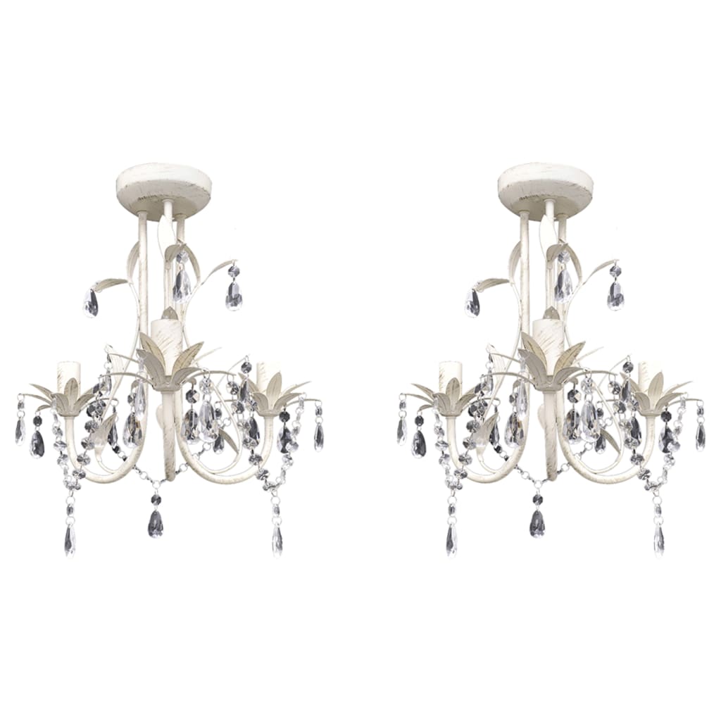 vidaXL Crystal Pendant Ceiling Lamp Chandeliers 2 pcs Elegant White