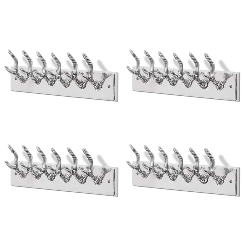 vidaXL Wardrobe Coat Hooks 4 pcs Silver Aluminium