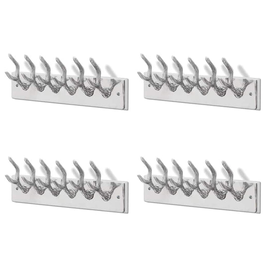 vidaXL Wardrobe Coat Hooks 4 pcs Silver Aluminium