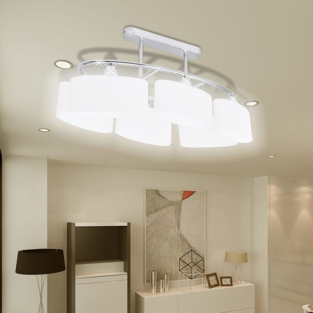 278761 vidaXL Ceiling Lamp with Ellipsoid Glass Shades 4 pcs E14 (4x240989)