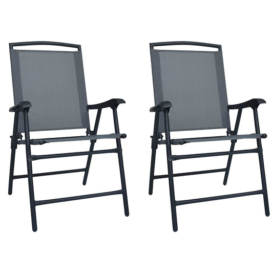 vidaXL Folding Chairs 2 pcs Texilene Grey