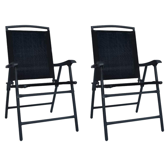 vidaXL Folding Chairs 2 pcs Texilene Black