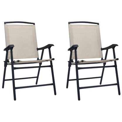 vidaXL Chair | Set of 2 | Cream | Textilene, Steel | Standard | Foldable | Chair