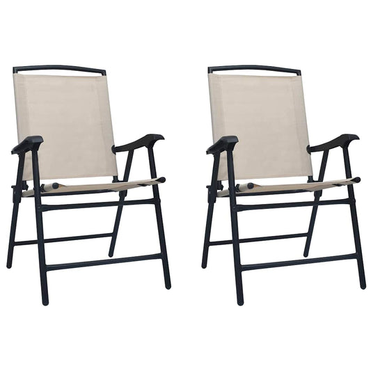 vidaXL Folding Chairs 2 pcs Texilene Cream