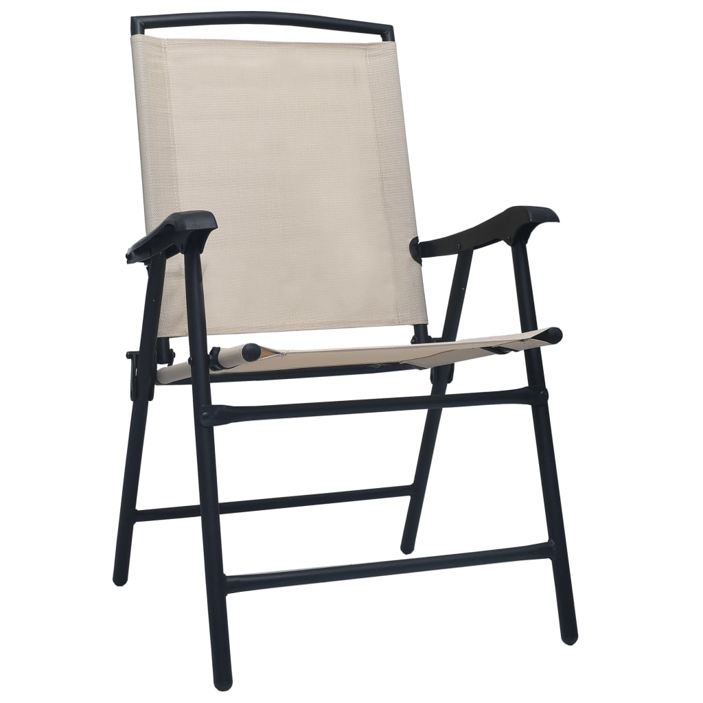 vidaXL Chair | Set of 2 | Cream | Textilene, Steel | Standard | Foldable | Chair
