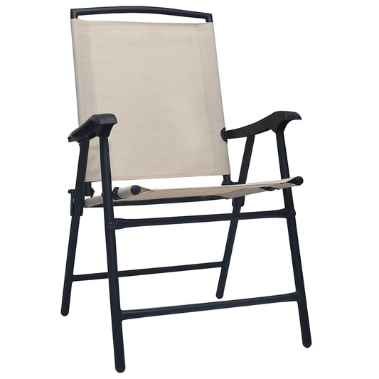 vidaXL Folding Chairs 2 pcs Texilene Cream