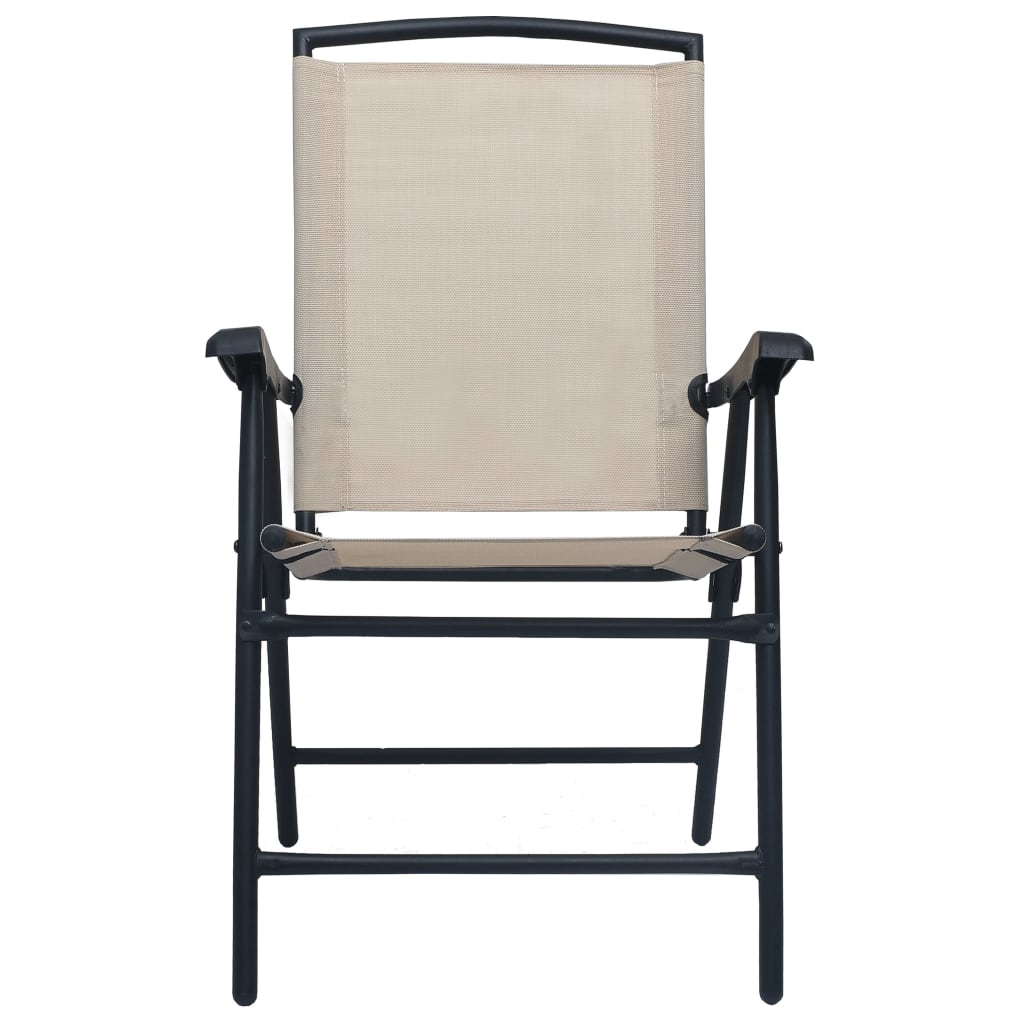 vidaXL Chair | Set of 2 | Cream | Textilene, Steel | Standard | Foldable | Chair