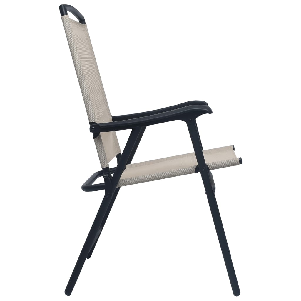 vidaXL Chair | Set of 2 | Cream | Textilene, Steel | Standard | Foldable | Chair