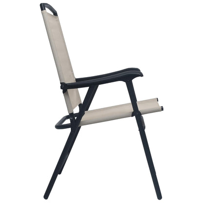 vidaXL Chair | Set of 2 | Cream | Textilene, Steel | Standard | Foldable | Chair