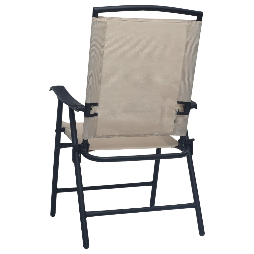 vidaXL Chair | Set of 2 | Cream | Textilene, Steel | Standard | Foldable | Chair