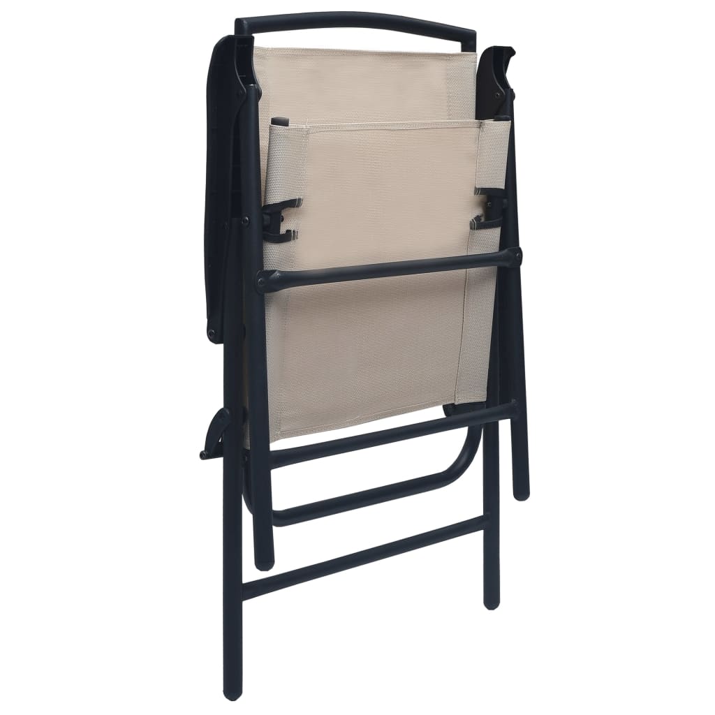vidaXL Chair | Set of 2 | Cream | Textilene, Steel | Standard | Foldable | Chair