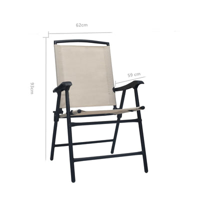 vidaXL Chair | Set of 2 | Cream | Textilene, Steel | Standard | Foldable | Chair