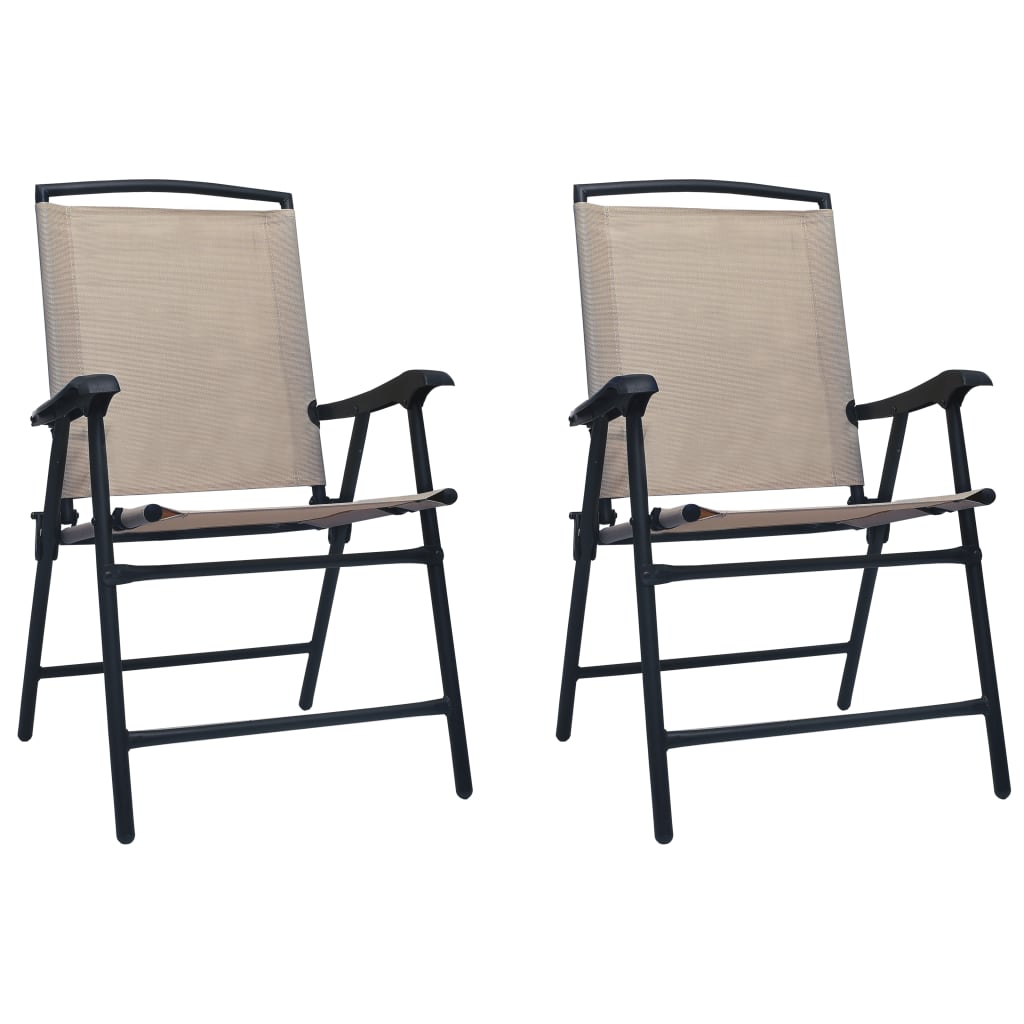 vidaXL Chair | Set of 2 | Taupe | Textilene, Steel | Medium | Foldable | Chair