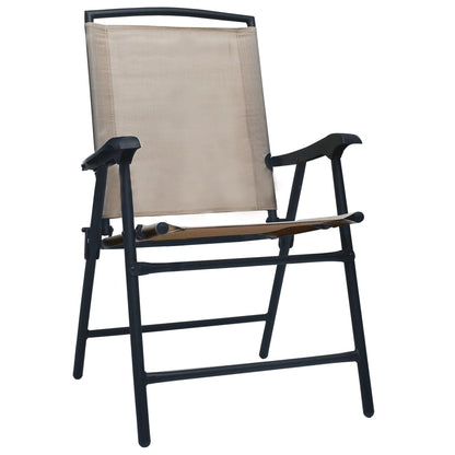 vidaXL Chair | Set of 2 | Taupe | Textilene, Steel | Medium | Foldable | Chair