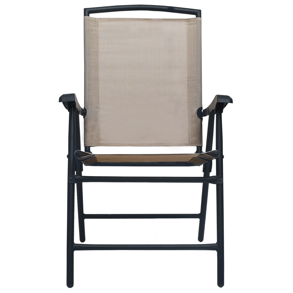 vidaXL Chair | Set of 2 | Taupe | Textilene, Steel | Medium | Foldable | Chair