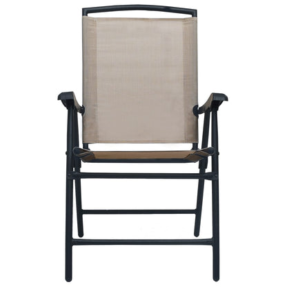 vidaXL Chair | Set of 2 | Taupe | Textilene, Steel | Medium | Foldable | Chair