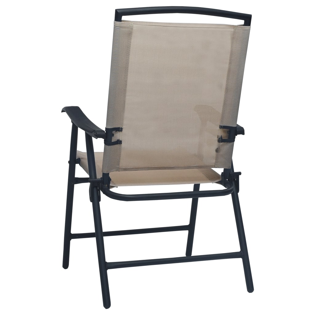 vidaXL Chair | Set of 2 | Taupe | Textilene, Steel | Medium | Foldable | Chair